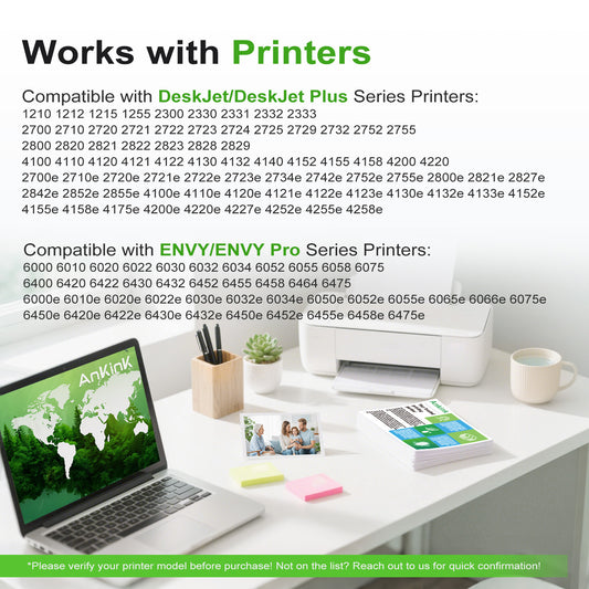 ANKINK Compatible HP 67XL Black Color Combo Pack Ink Cartridges 2 PACK