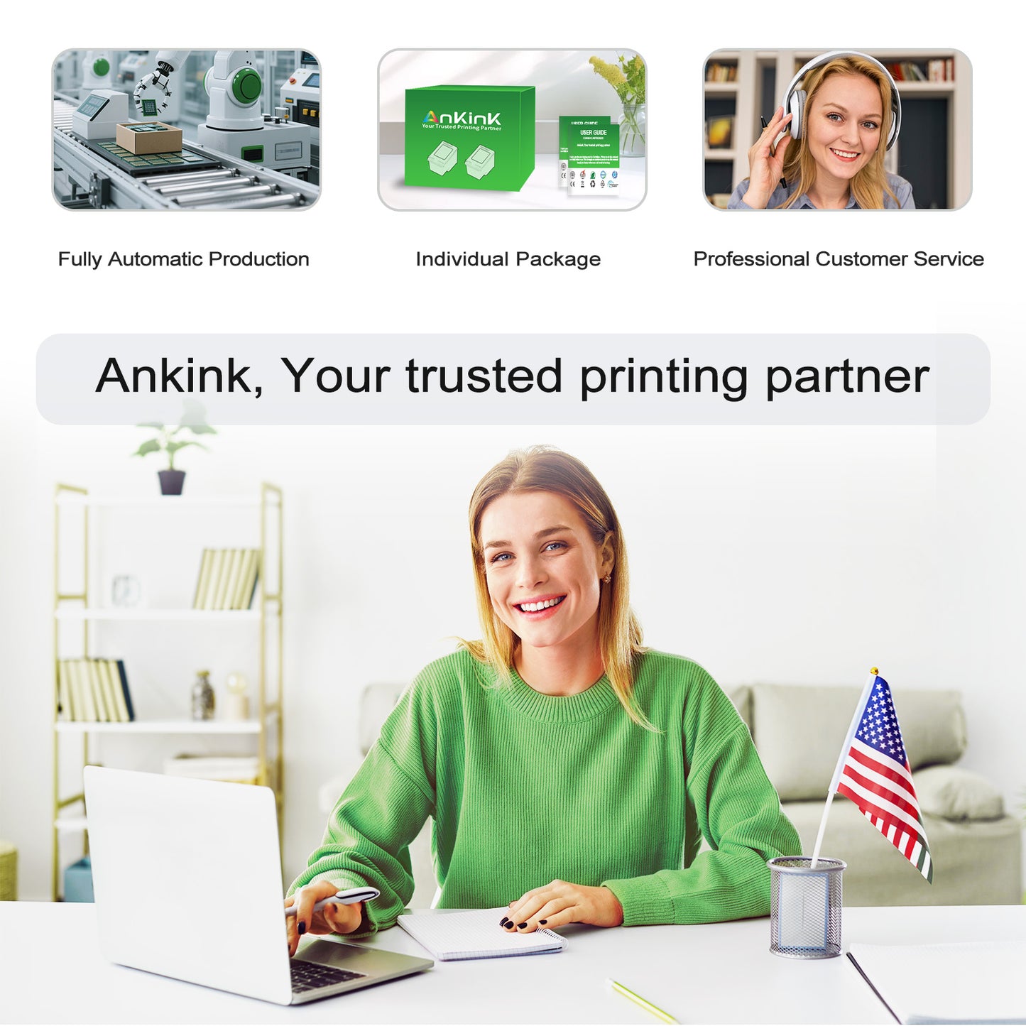 ANKINK Compatible HP 67XL Black Color Combo Pack Ink Cartridges 3 PACK