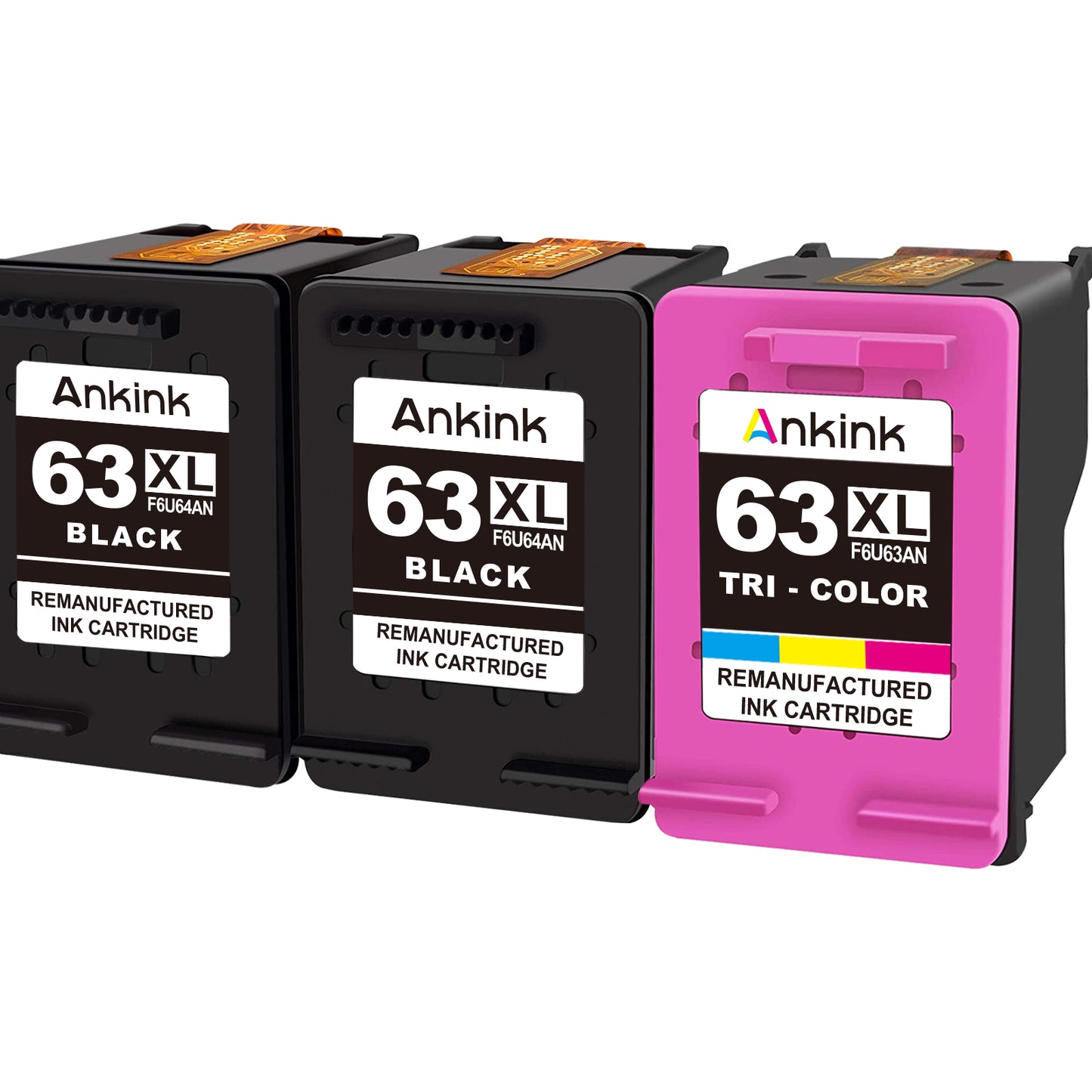 ANKINK Compatible HP 63XL Black Color Combo Pack Ink Cartridges 3 PACK
