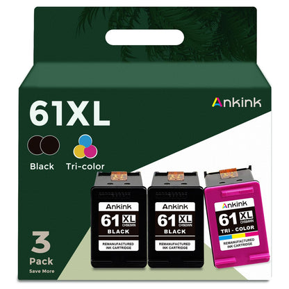 ANKINK Compatible HP 61XL Black Color Combo Pack Ink Cartridges 3 PACK