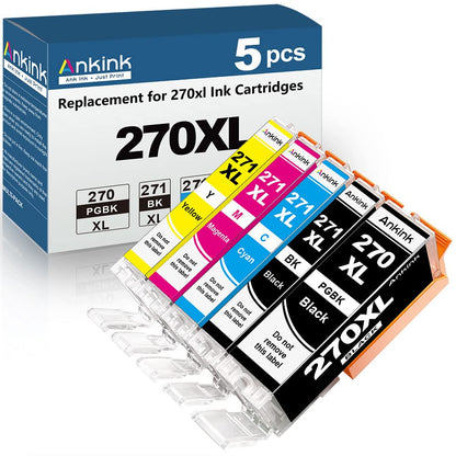 ANKINK compatible Canon PGI-270XL CLI-271XL Black Color Combo Ink Cartridges, 5 PACK