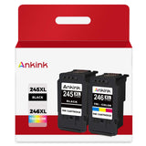 ANKINK compatible Canon PG245 CL246 XL Black Color Combo Ink Cartridges 2 PACK