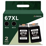 ANKINK compatible HP 67 XL Black Ink Cartridges, 2 PACK