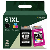 ANKINK 61XL Black Color Ink Cartridge Combo Pack Replacement for HP 61 HP61 XL HP61XL Print Ink for Envy 4500 5530 4502 5535 5534 OfficeJet 4630 4635 DeskJet 1000 1010 1510 Printer (Black Tricolor)