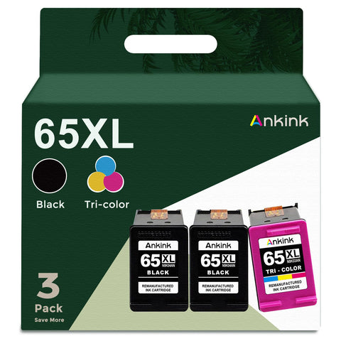 ANKINK compatible HP 65 XL Black Color Combo Ink Cartridges, 3 PACK