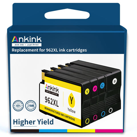 ANKINK Remanufactured Ink Cartridges Replacement for HP 962XL Combo 962 XL | OfficeJet Pro 9010 9012 9015 9016 9018 9019 9020 9022 9025 9026 9027 9028 Printer (HP962 Black Cyan Yellow Magenta 4 Pack)
