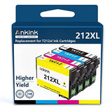 Ankink 212XL Ink Cartridges Replacement for Epson 212 XL T212 T212XL Higher Yield for Expression Home XP-4100 XP-4105 XP-330 Workforce WF-2830 WF-2850 Printer (Black, Yellow, Magenta, Cyan, 4 Pack)
