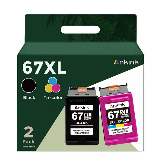 ANKINK Compatible HP 67XL Black Color Combo Pack Ink Cartridges 2 PACK