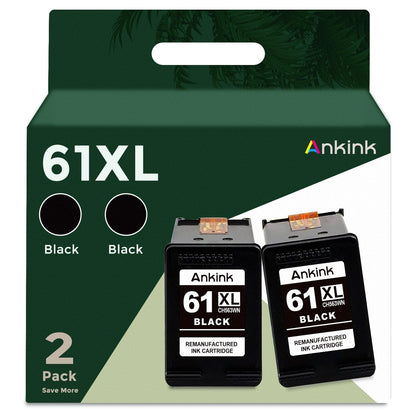 ANKINK Compatible HP 61XL Black Ink Cartridges 2 PACK