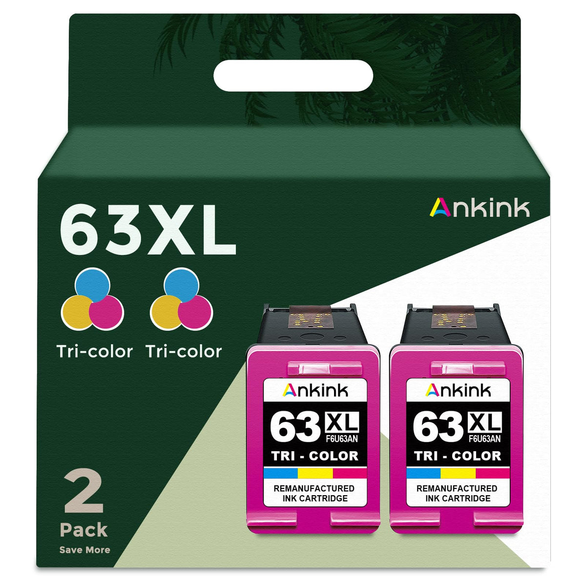 ANKINK compatible HP 63XL Color Ink Cartridges, 2 PACK – ankink