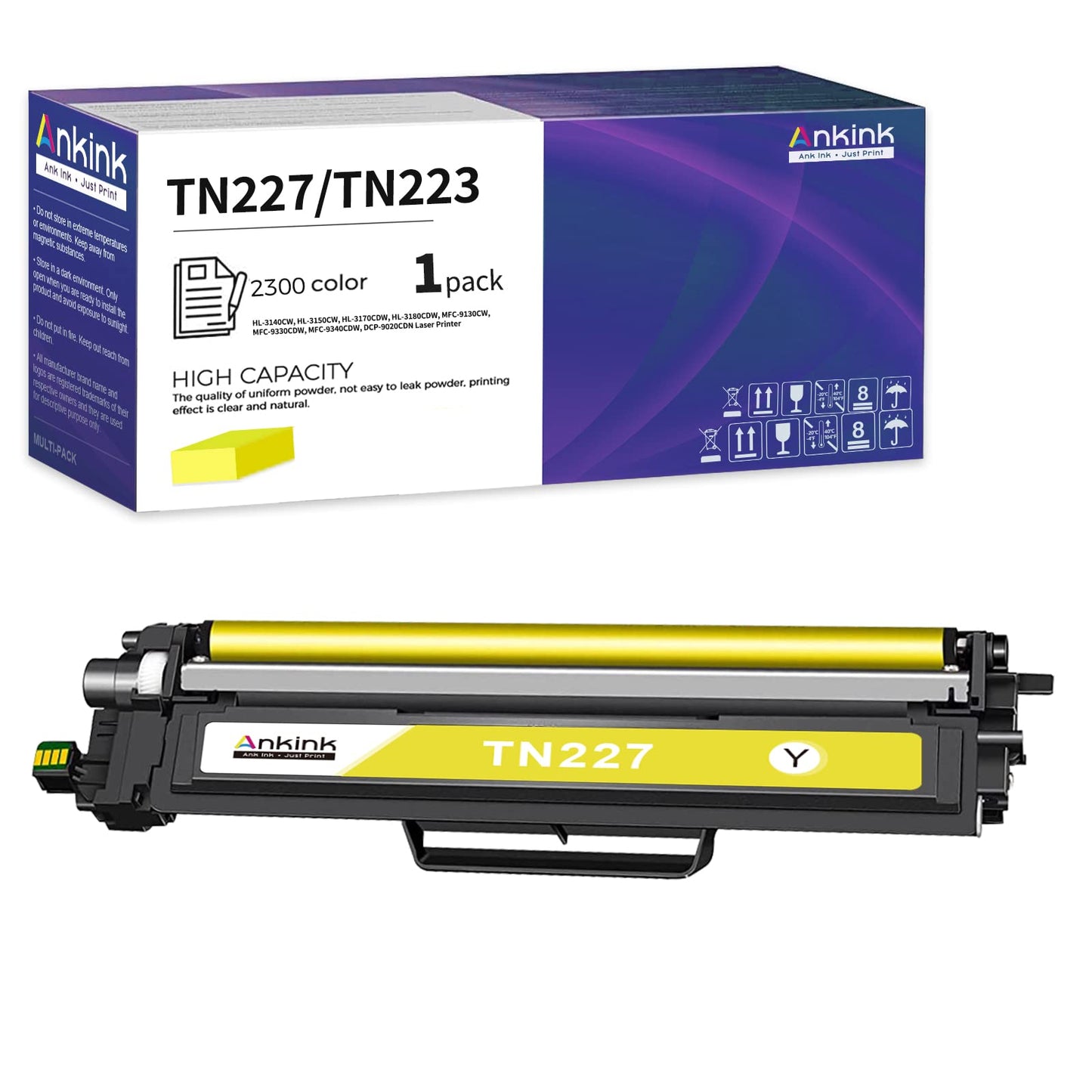 ANKINK compatible Brother TN223 227 223 Yellow Toner Cartridge, 1 PACK