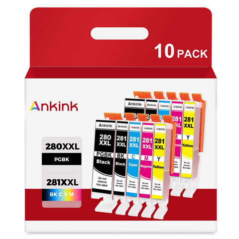 ANKINK compatible Canon PGI-280XXL CLI-281XXL Black Color Combo Ink Cartridges, 10 PACK