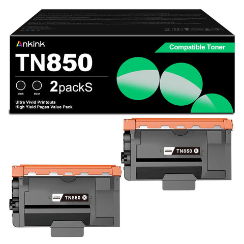 ANKINK compatible Brother TN850 TN820 Black High Yield Toner Cartridge, 2 PACK