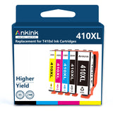 Ankink 410XL Ink Cartridges 5 Pack Replacement for Epson 410 XL T410 T410XL to use with Expression XP-7100 XP-830 XP-640 XP-630 XP-530 XP-635 XP7100 Printer (Black, Photo Black, Yellow, Magenta, Cyan)