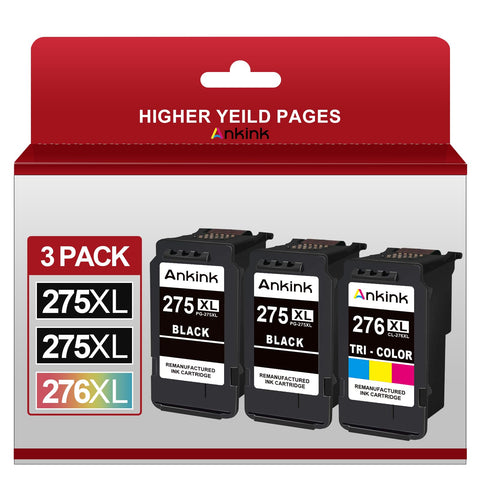 ANKINK compatible Canon PG-275 CL-276 XL Black Color Combo Ink Cartridges, 3 PACK