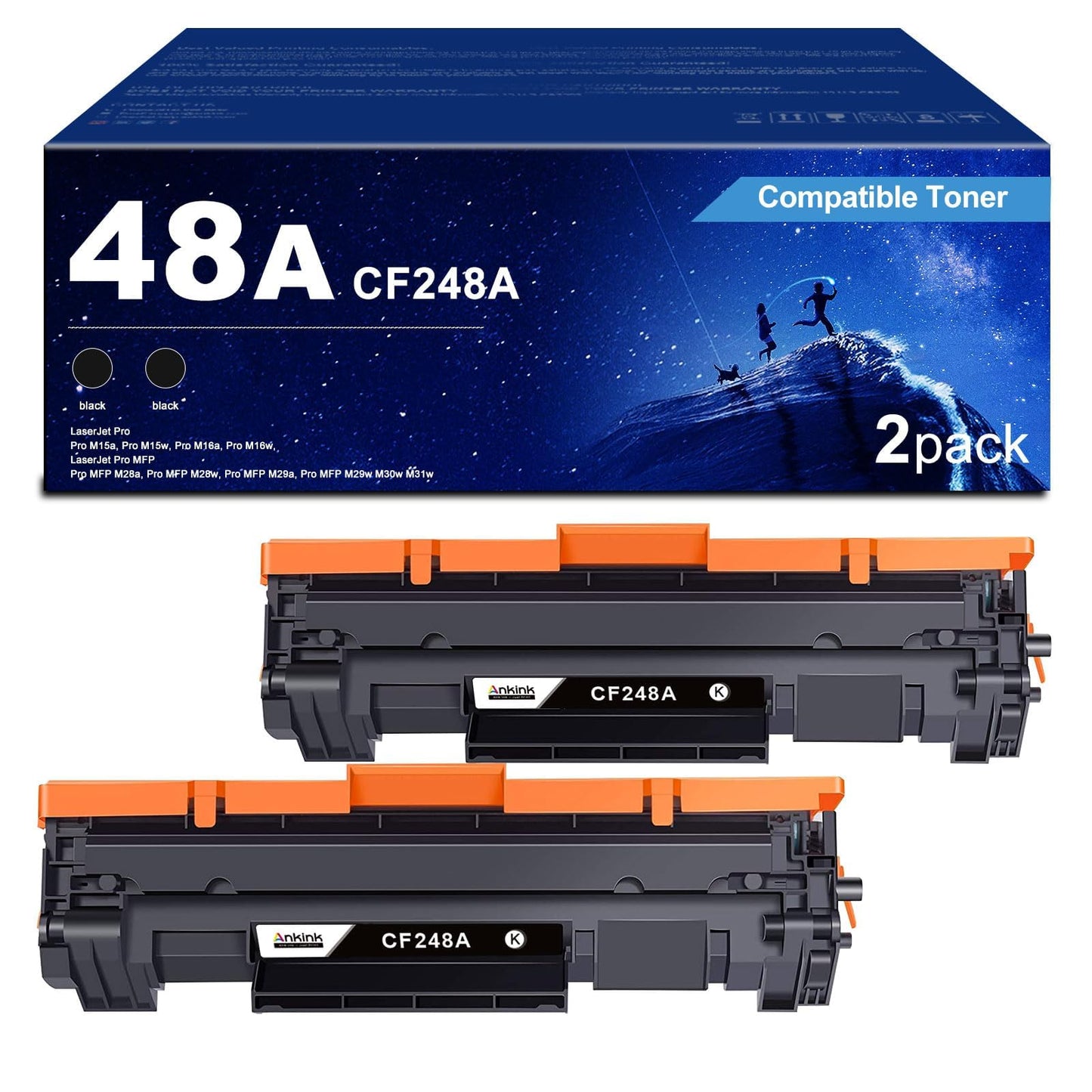 ANKINK compatible HP 48A Black Toner Cartridges, 2 PACK