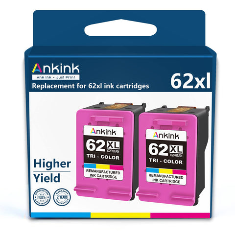 62XL Ink Cartridges Black and Color Replacement for HP 62XL Ink Cartridge  Combo Pack for Envy 5540 5640 7640 5660 OfficeJet 5740 250 Printer(2 Pack)