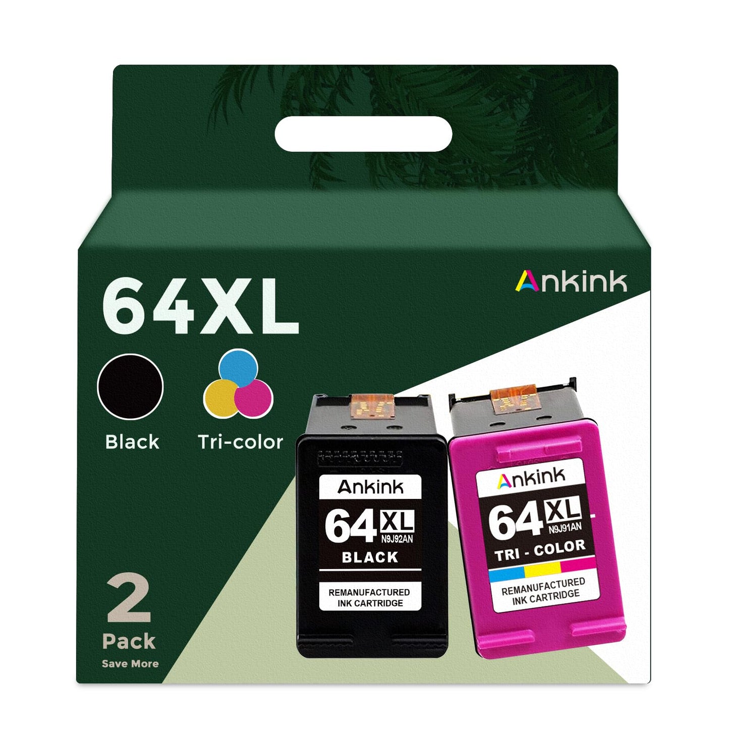 ANKINK compatible HP 64 XL Black Color Combo Ink Cartridges, 2 PACK