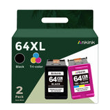 Ankink 64XL Black Color Combo Replacement for HP 64 XL Ink Cartridge HP64 Envy Inspire 7955e 7958e Envy Photo 7855 7155 6255 7164 7830 7858 7800 6232 7120 Tango Ink Printer (Tricolor Black) 2 Pack