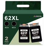 Ankink 62xl Ink Cartridges Black Replacement for HP 62 Ink HP62XL HP62 XL to use with Envy 5540 5640 5660 7640 7645 7644 OfficeJet 5740 8040 200 250 5745 Series Printer Ink high Yield 2 Pack Combo