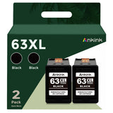 Ankink 4x Capacity 63XL Black Ink Cartridges 2 Pack Replacement for HP Ink 63 XL for Officejet 3830 4650 4652 4655 5200 5252 5255 5258 Envy 4520 4512 Deskjet 1112 2132 3630 3632 Printer HP63 HP63xl BK