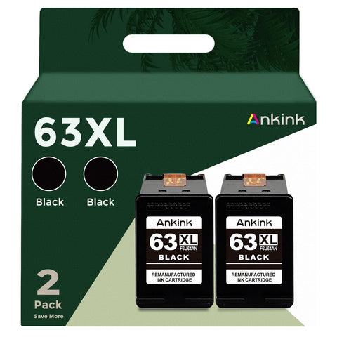 ANKINK compatible HP 63 XL Black Ink Cartridges, 2 PACK