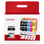 ANKINK compatible Canon PGI-280XL CLI-281XL Black Color Combo Ink Cartridges, 5 PACK