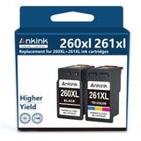 ANKINK compatible Canon PG-260XL and CL-261XL Black Color Combo Ink Cartridges, 2 PACK