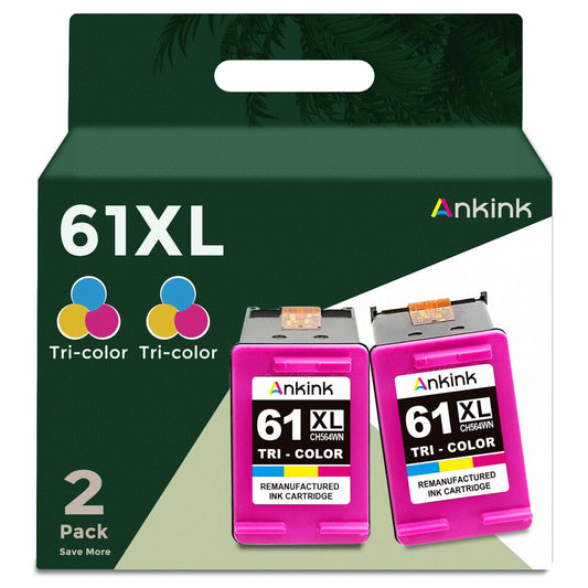 ANKINK Compatible HP 61XL Color Ink Cartridges 2 PACK