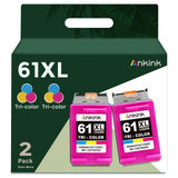ANKINK compatible HP 61 XL Color Ink Cartridges, 2 PACK