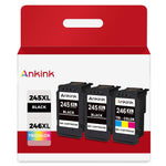 Ankink 245XL 246XL Ink Cartridges for Canon PG 245 CL 246 XL 2 Black 1 Color Combo PG245 243 244 for PIXMA MX490 TR4520 TS3322 TR4522 TR4500 TS3122 TS3300 MX492 MG2522 TS3100 TS3320 MG2500 Printer