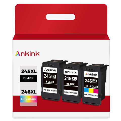 ANKINK compatible Canon PG 245 CL 246 XL Black Color Combo Ink Cartridges, 3 PACK