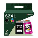 Ankink 62xl Ink cartridges Higher Yield Replacement for HP 62 Ink XL hp62 HP62XL Combo Black Color Envy 7640 5660 5540 7645 5640 7644 OfficeJet 5740 200 250 5745 8040 Printer Tricolor 2 Pack c2p07an