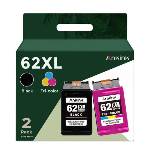 Ankink 62xl Ink cartridges Higher Yield Replacement for HP 62 Ink