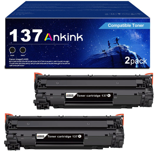 ANKINK compatible Canon CRG 137 Black Toner Cartridges, 2 PACK