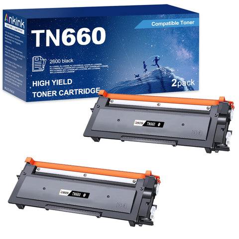 ANKINK compatible Brother TN-660 630 Black High Yield Toner Cartridge, 2 PACK