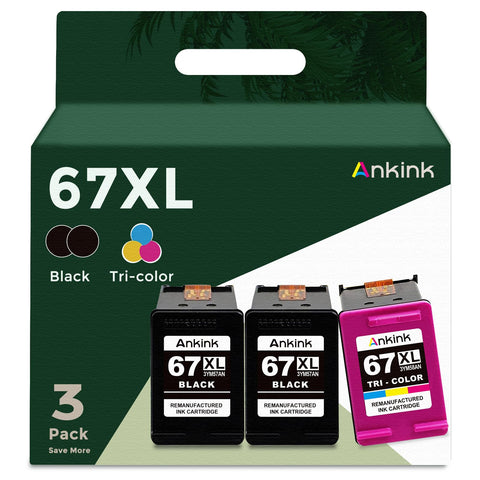 ANKINK compatible HP 67 XL Black Color Combo Ink Cartridges, 3 PACK