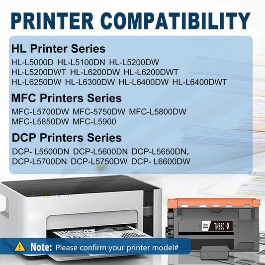 ANKINK compatible Brother TN850 TN820 Black High Yield Toner Cartridge, 2 PACK