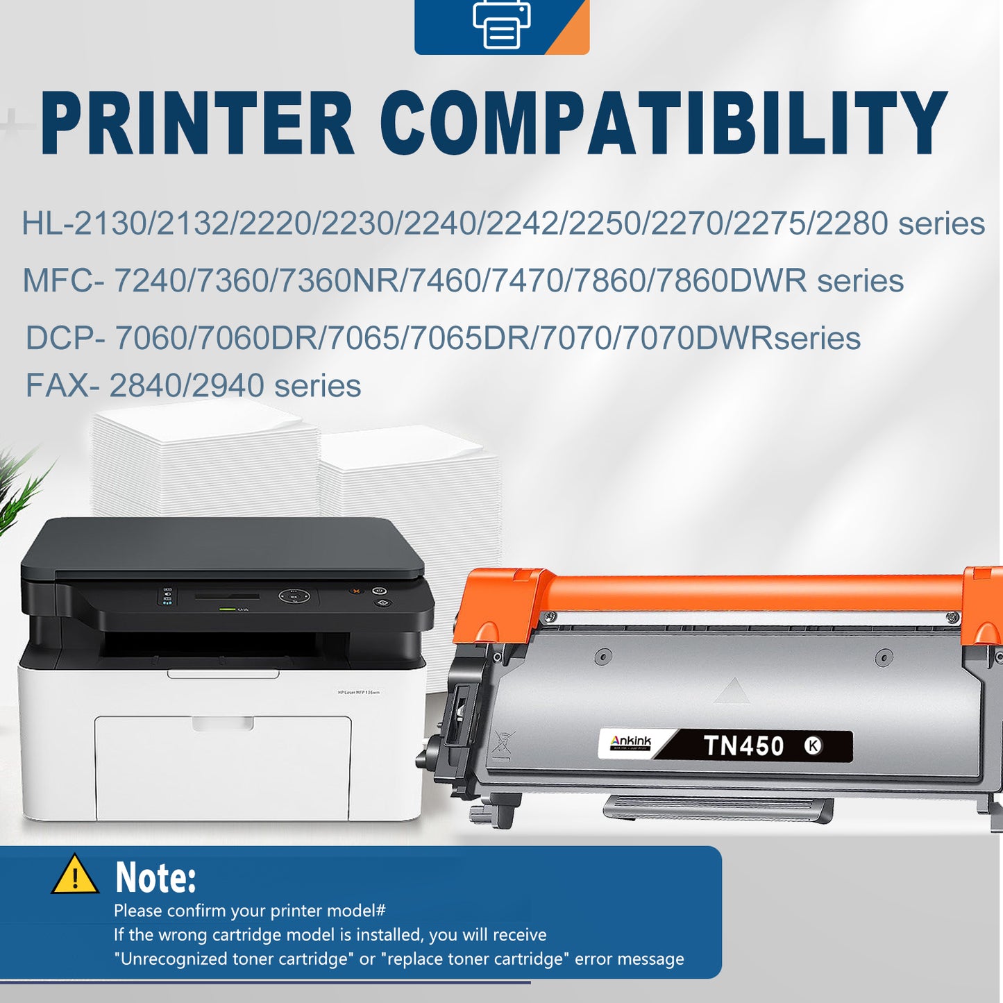 ANKINK Compatible Brother TN-450 TN-420 TN450 TN420 High Yield Black Toner Cartridge 2 PACK