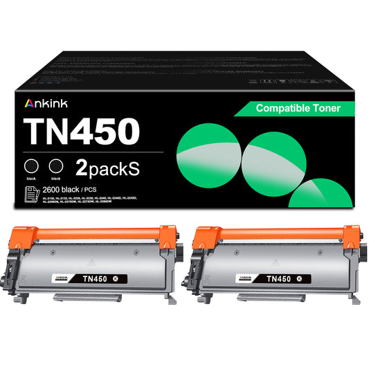 ANKINK Compatible Brother TN-450 TN-420 TN450 TN420 High Yield Black Toner Cartridge 2 PACK