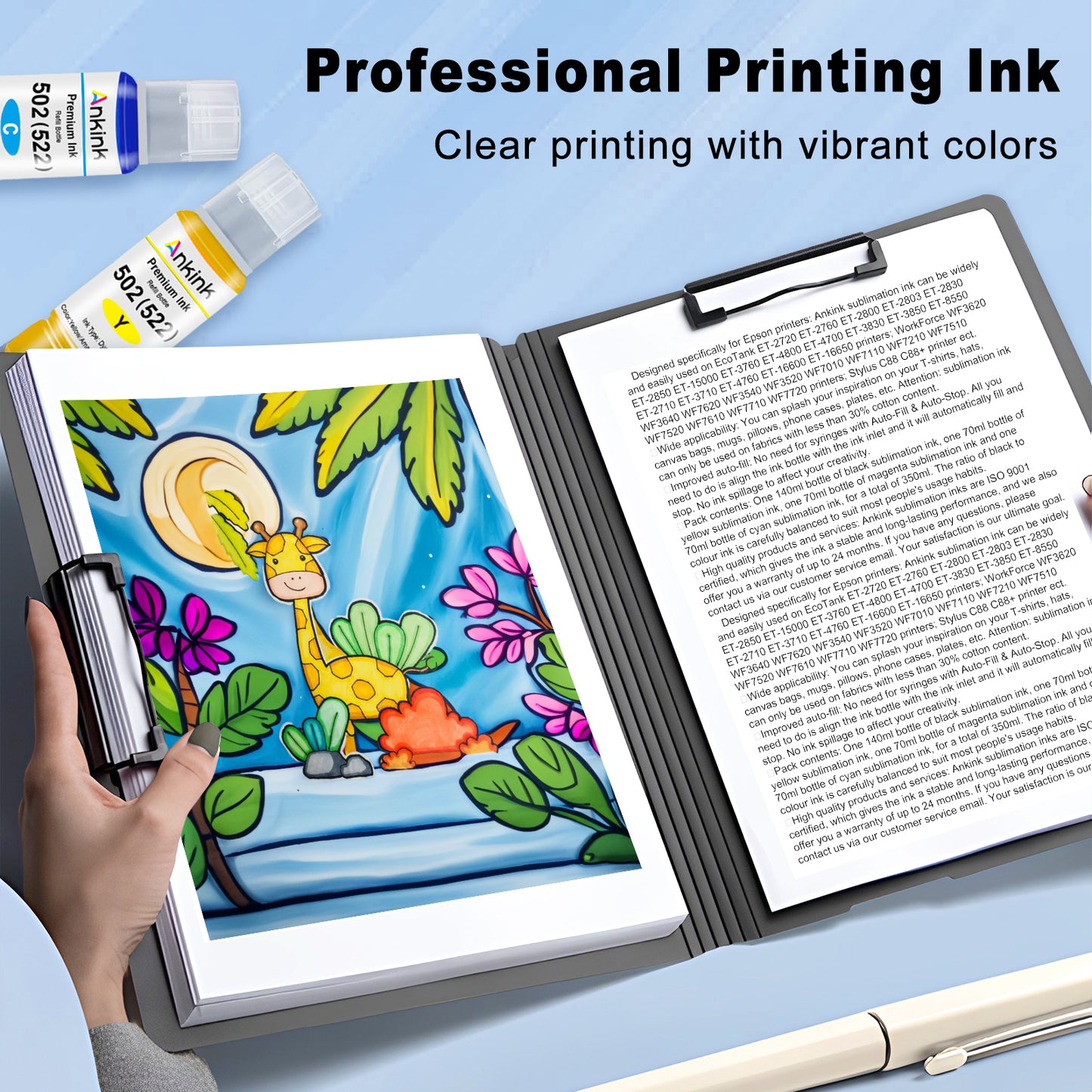 ANKINK T502 Ink Refill Bottles Replacement for 502 Refill Ink Bottle，6 PACK