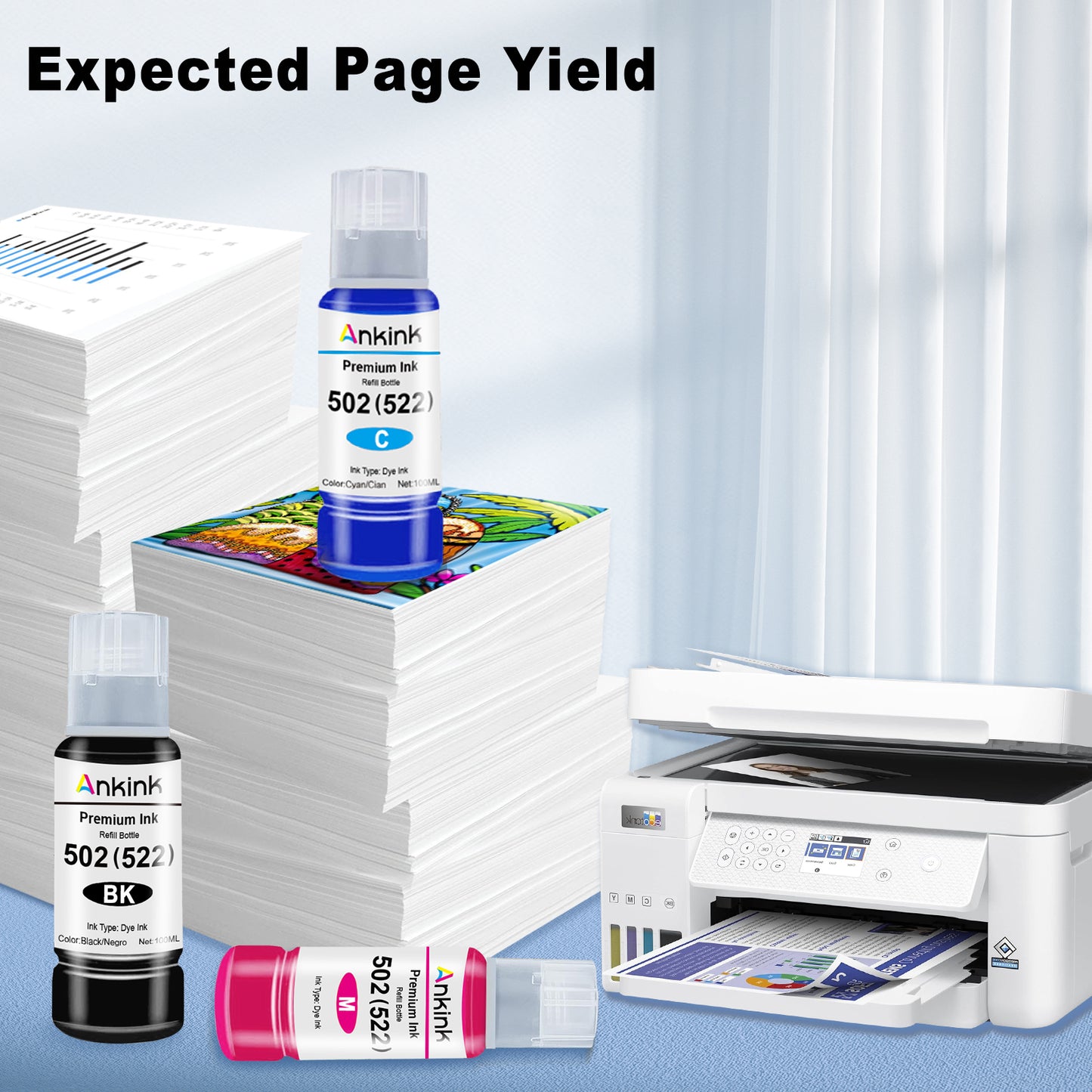 ANKINK T502 Ink Refill Bottles Replacement for 502 Refill Ink Bottle，6 PACK