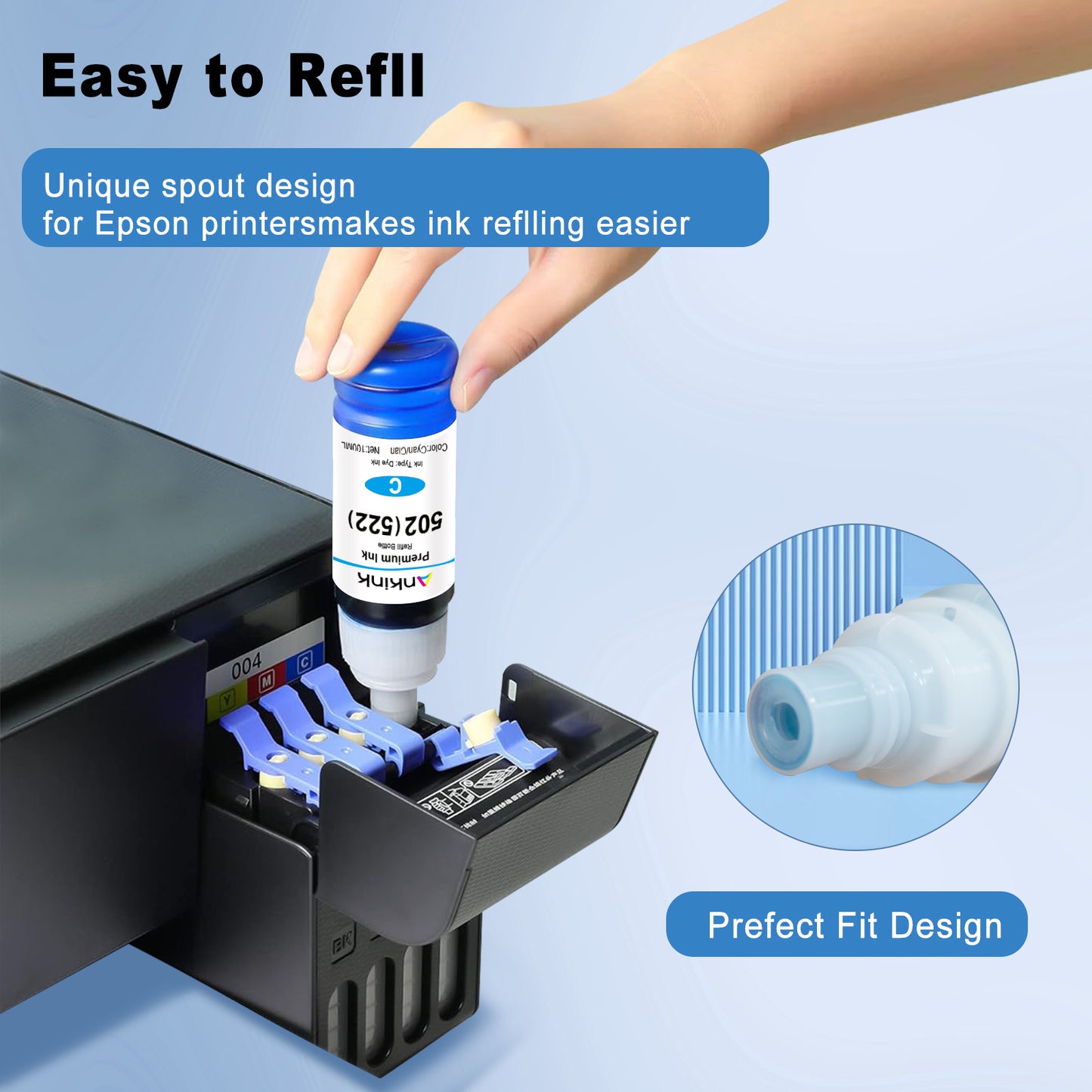 ANKINK T502 Ink Refill Bottles Replacement for 502 Refill Ink Bottle，6 PACK