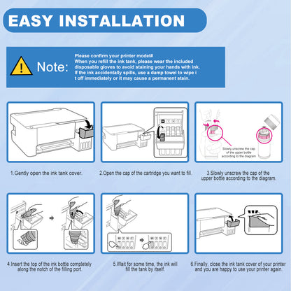 ANKINK T502 Ink Refill Bottles Replacement for 502 Refill Ink Bottle，6 PACK