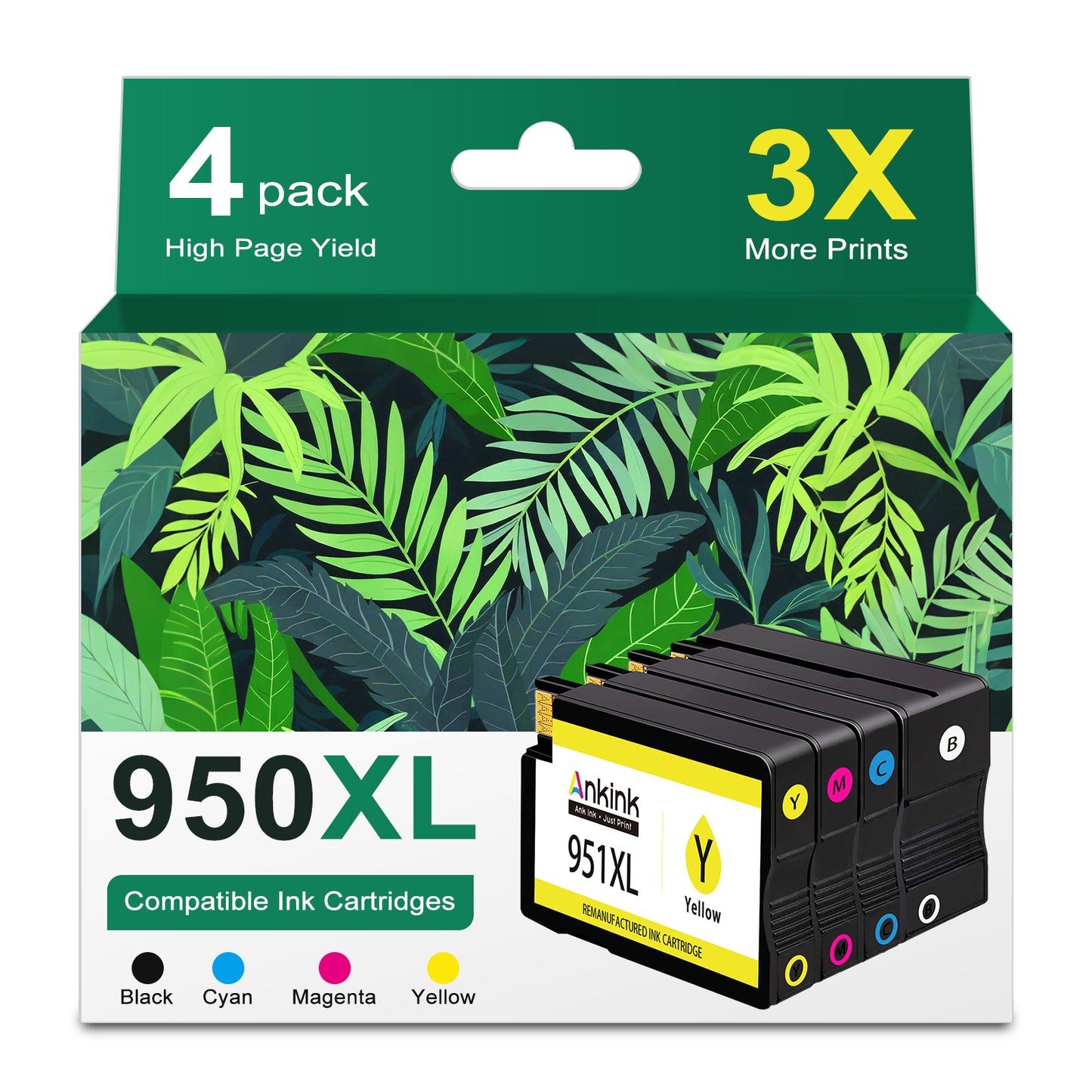 ANKINK Compatible HP 950XL 951XL Black Color Combo Pack Ink Cartridges 4 PACK