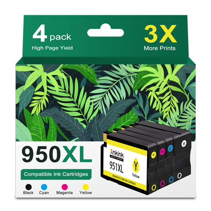 ANKINK Compatible HP 950XL 951XL Black Color Combo Pack Ink Cartridges 4 PACK