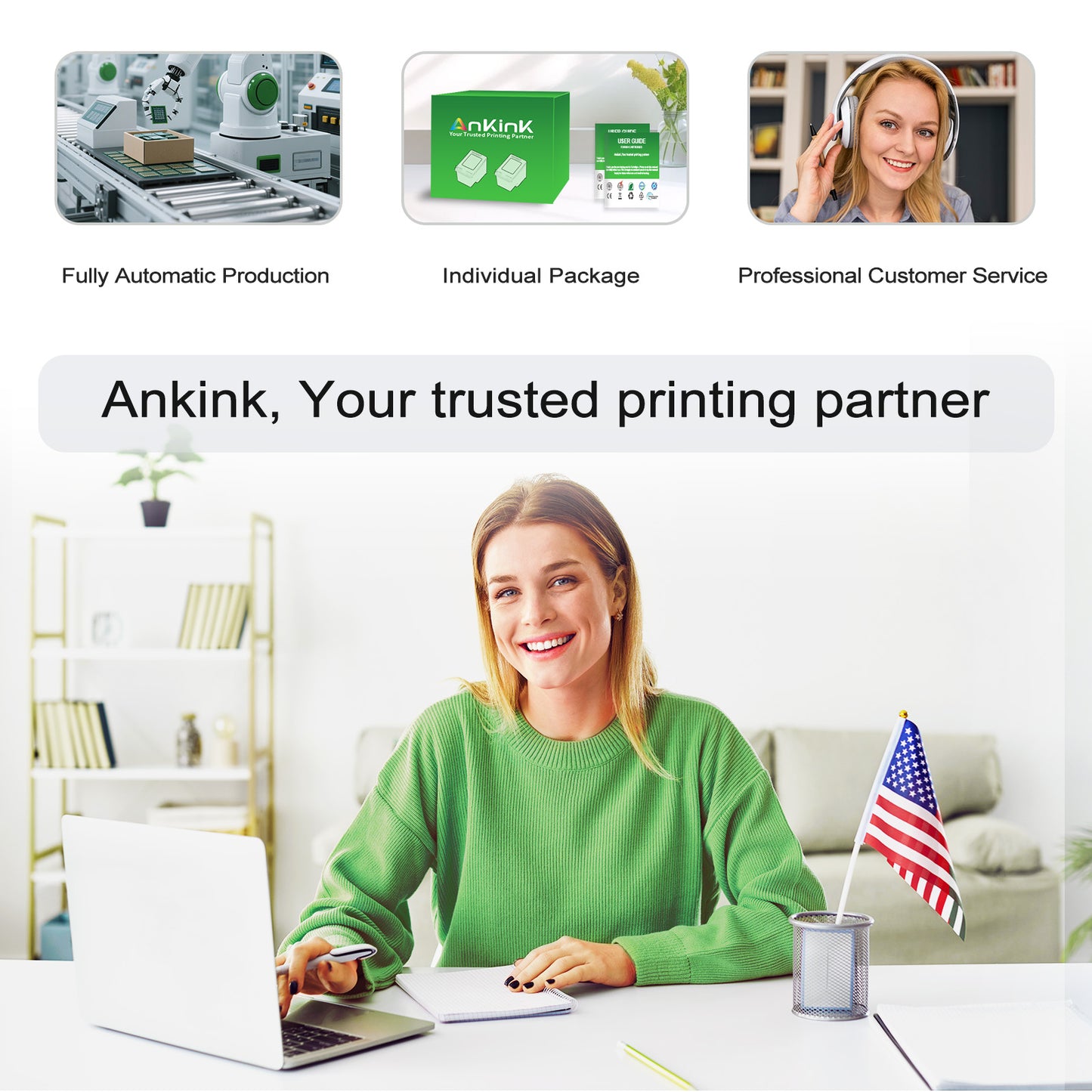 ANKINK Compatible HP 61XL Black Ink Cartridges 2 PACK