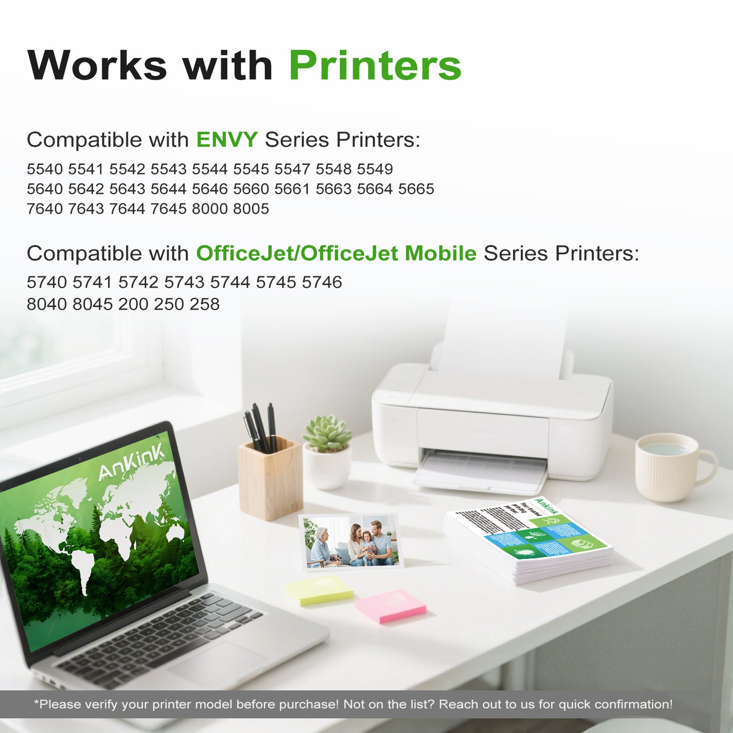 ANKINK Compatible HP 62XL Black Ink Cartridges 2 PACK