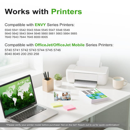 ANKINK Compatible HP 62XL Black Ink Cartridges 2 PACK