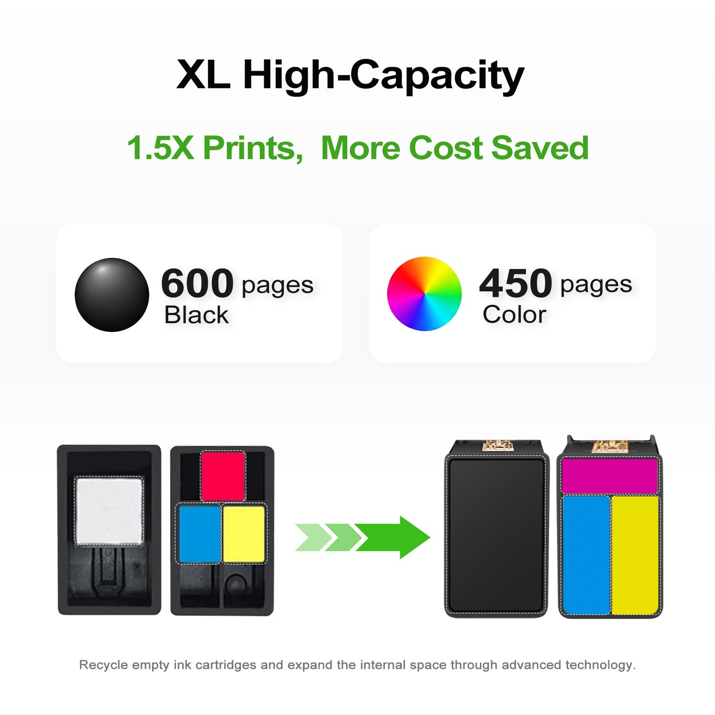 ANKINK Compatible HP 62XL Black Ink Cartridges 2 PACK